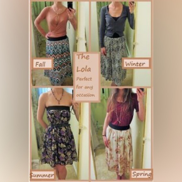 LuLaRoe Lola Lined Chiffon Midi Skirt Elastic Band Floral Pattern Large 12-14 - Picture 12 of 14